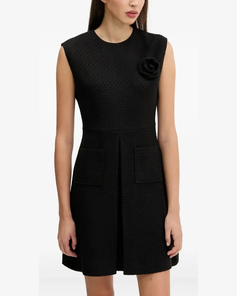 HUGO BOSS Rosenverziertes Minikleid mit Vordertasche - Schwarz Schwarz