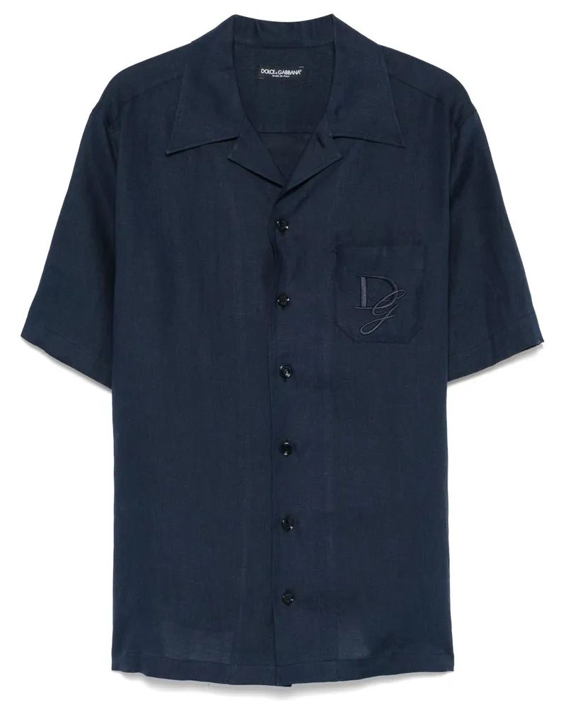 Dolce & Gabbana Hemd mit Logo-Stickerei - Blau Blau
