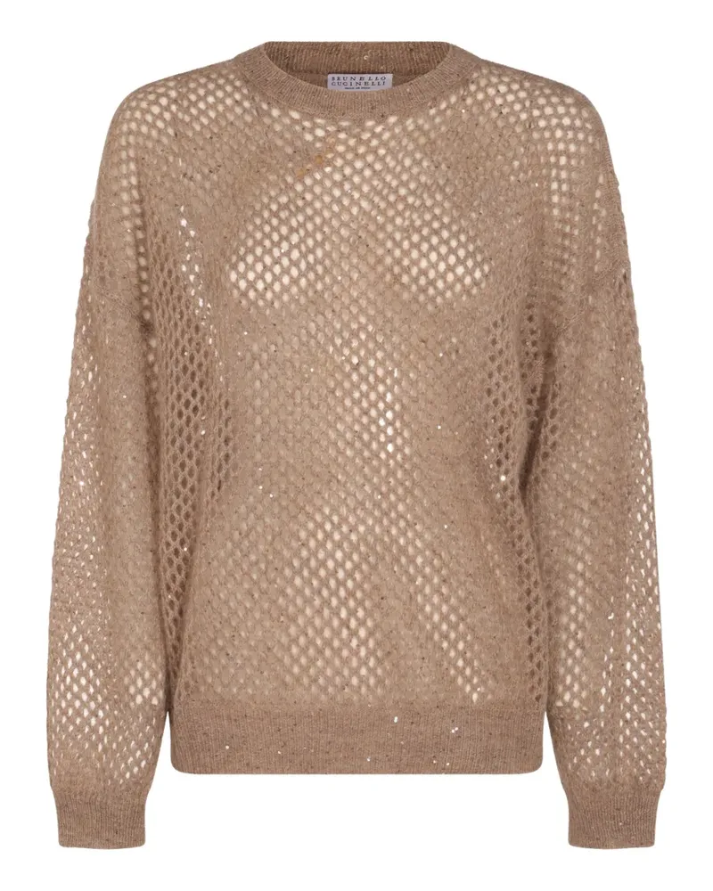 Brunello Cucinelli Pullover mit Lochstrickmuster - Braun Braun
