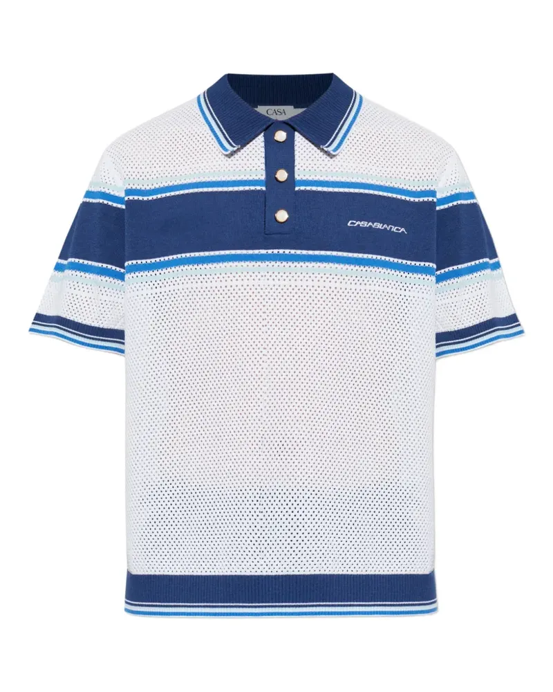 Casablanca Paris Poloshirt mit Lochmuster - Weiß Weiß