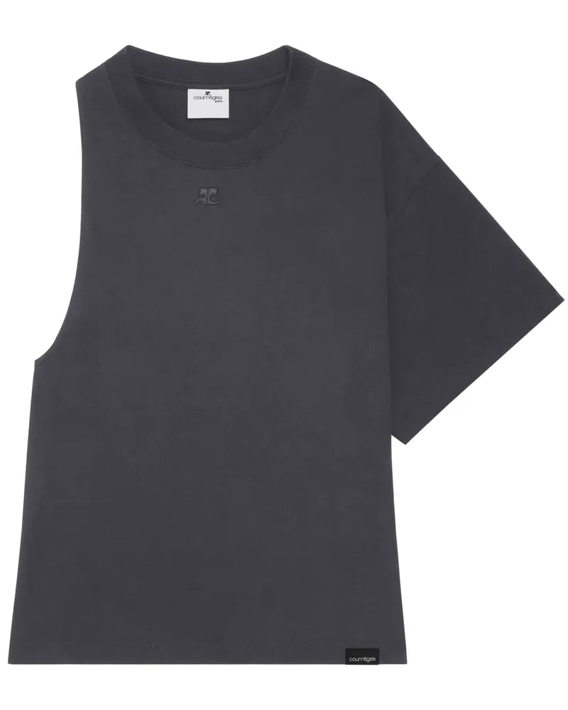 Courrèges Asymmetrisches T-Shirt aus Scuba-Jersey - Grau Grau