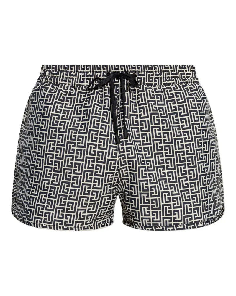 Balmain Badeshorts mit geometrischem Print - Schwarz Schwarz