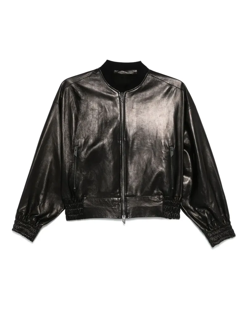Salvatore Santoro Bomberjacke aus Leder - Schwarz Schwarz