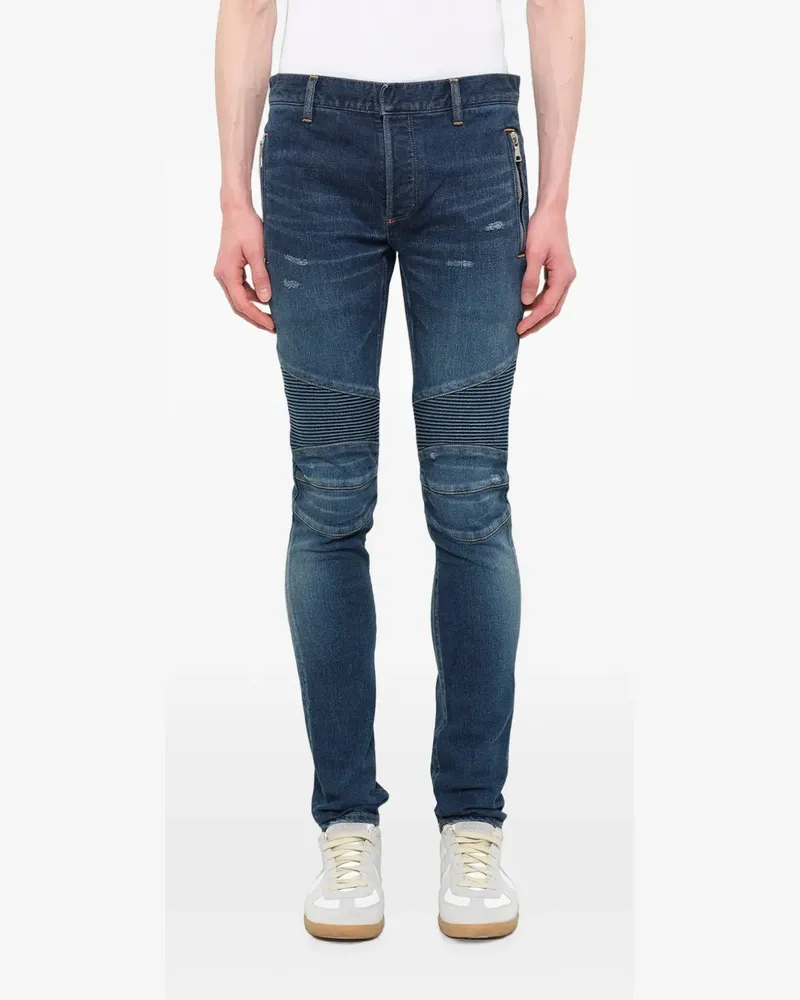 Balmain Jeans im Biker-Look - Blau Blau
