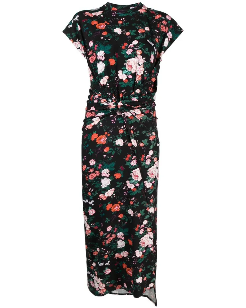 Paco Rabanne Maxikleid mit Blumen-Print - Schwarz Schwarz