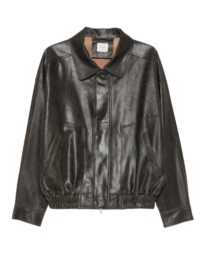 ALYSI Heavy leather jacket - Braun Braun