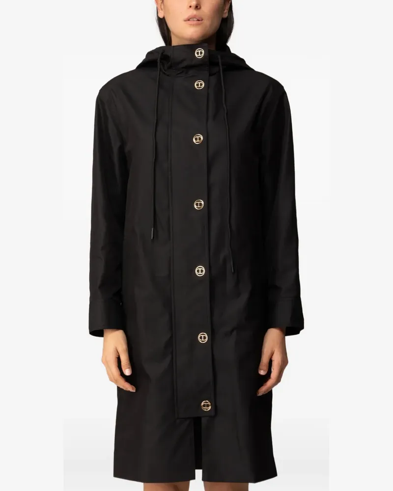 Twin-Set hooded trench coat - Schwarz Schwarz