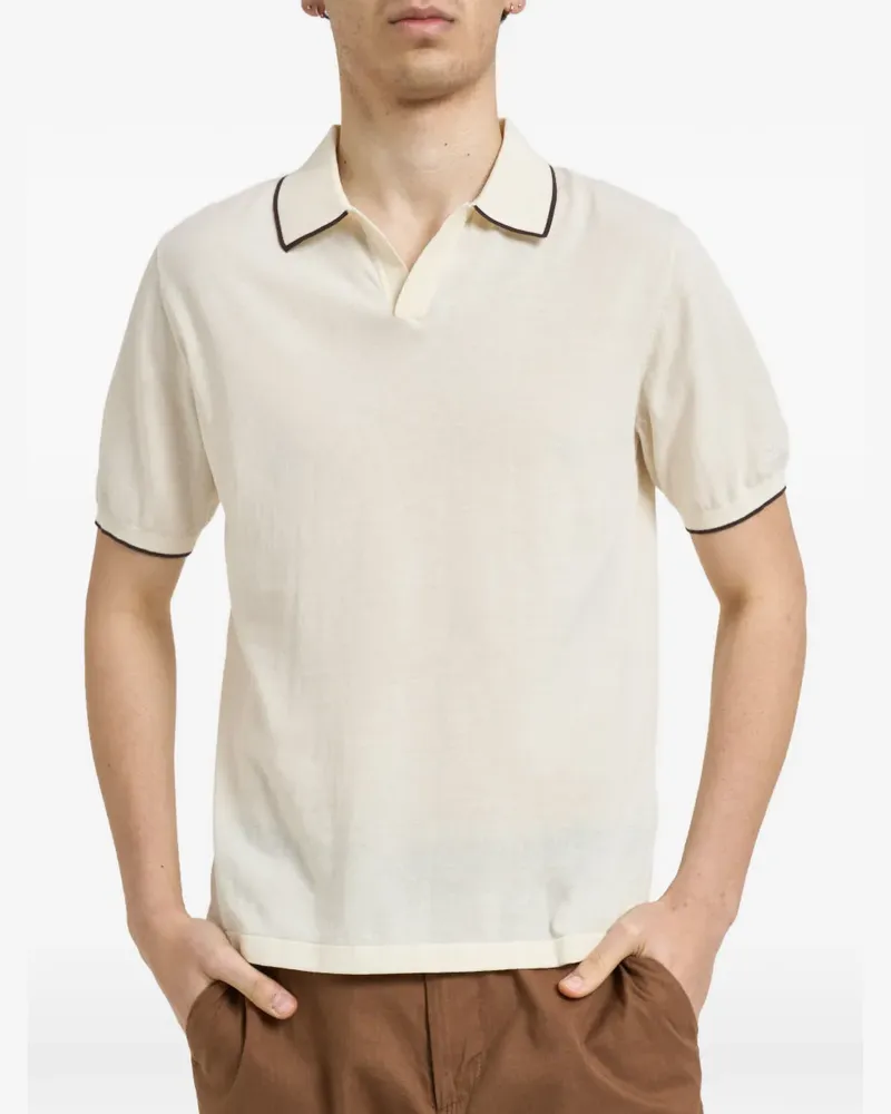 MC2 Saint Barth Sloan contrast-trim polo collar T-shirt - Nude Nude