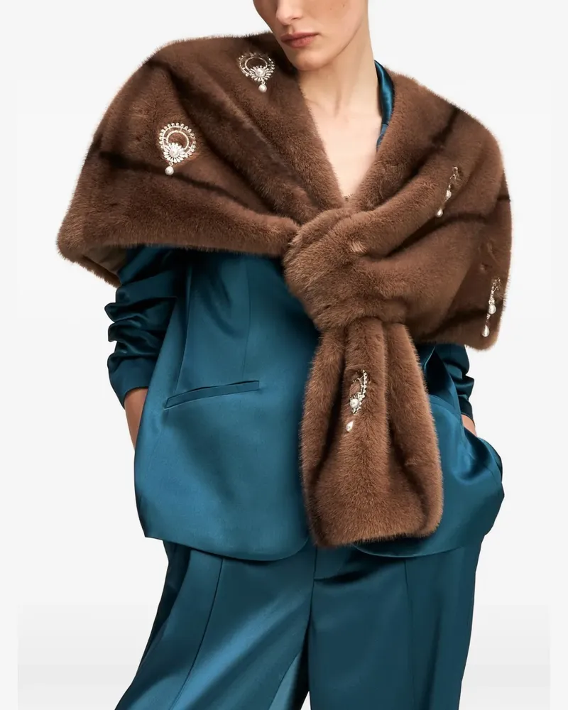 Cinq à Sept Gianella Pearl Drop stole - Braun Braun