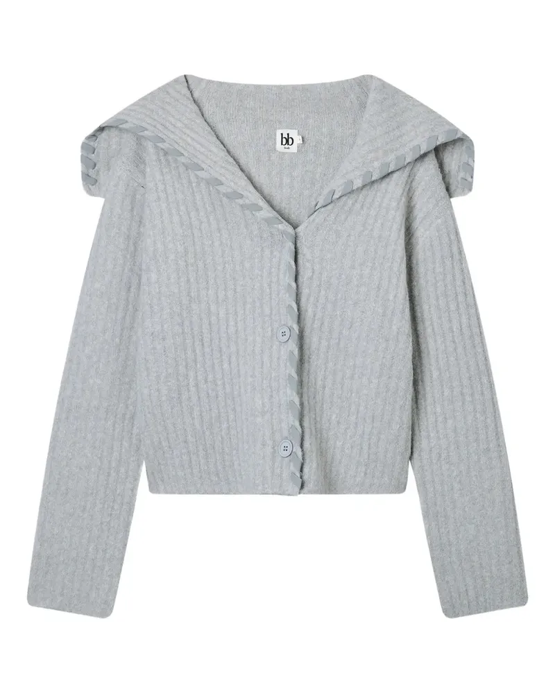 b+ab Gerippter Cardigan - Grau Grau