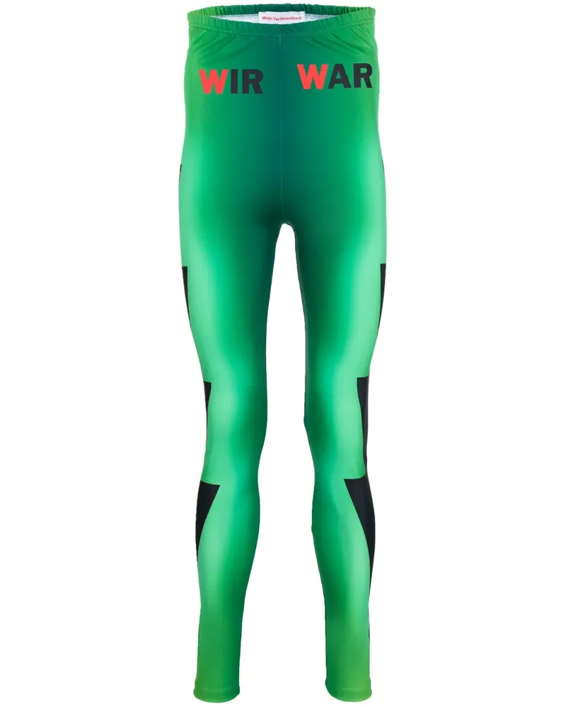 Walter van Beirendonck Fahrrad-Leggings mit Sun-Print - Grün Grün