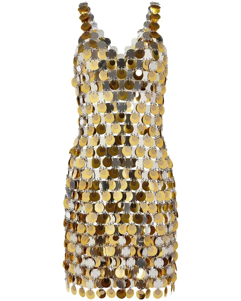 Paco Rabanne Minikleid mit Pailletten - Gold Gold