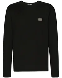 Dolce & Gabbana Langarmshirt mit Logo-Schild Schwarz