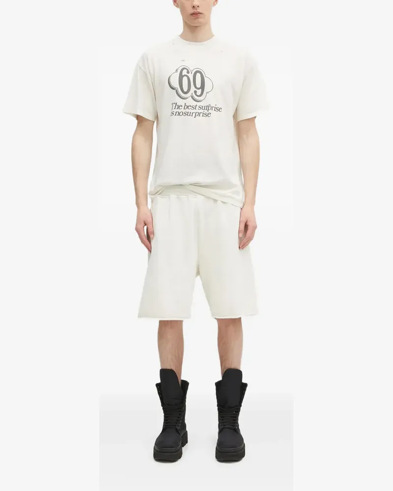 Aries Premium Aged Temple Shorts mit Logo-Print - Weiß Weiß