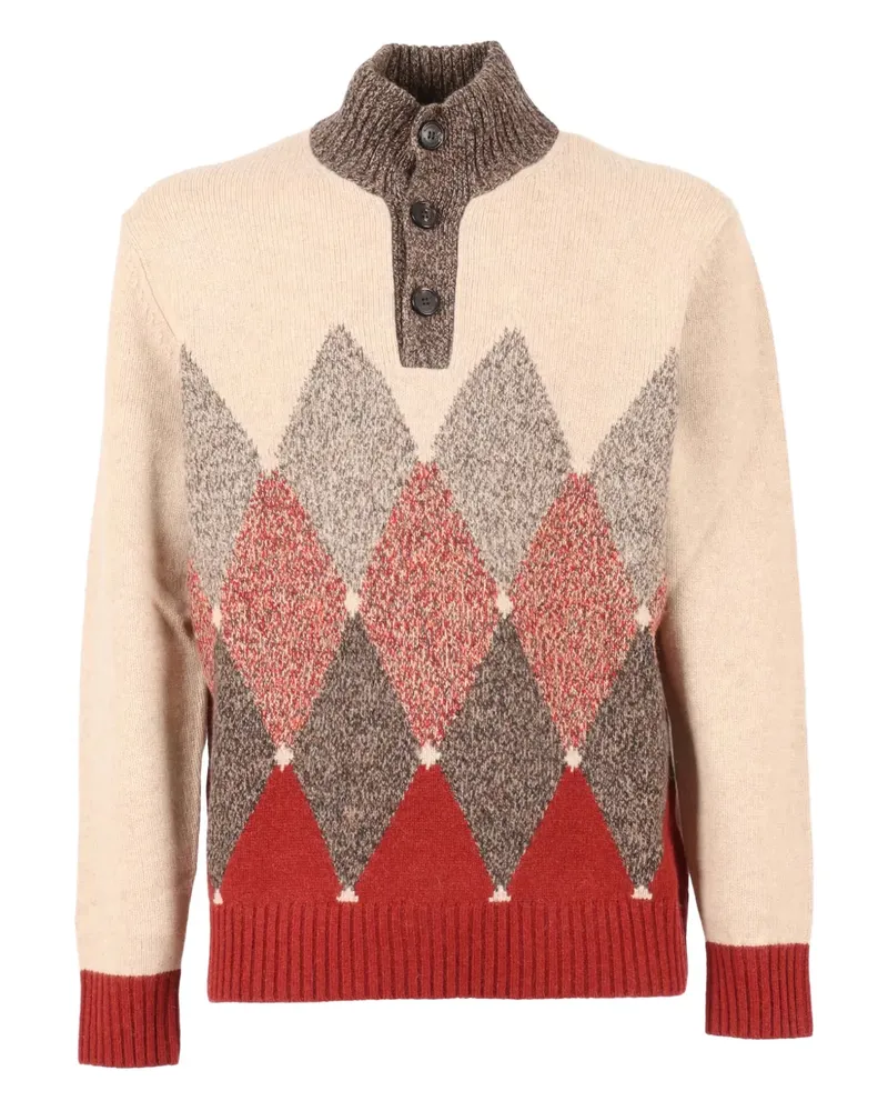 Ballantyne high-neck diamond-pattern wool sweater - Nude Nude
