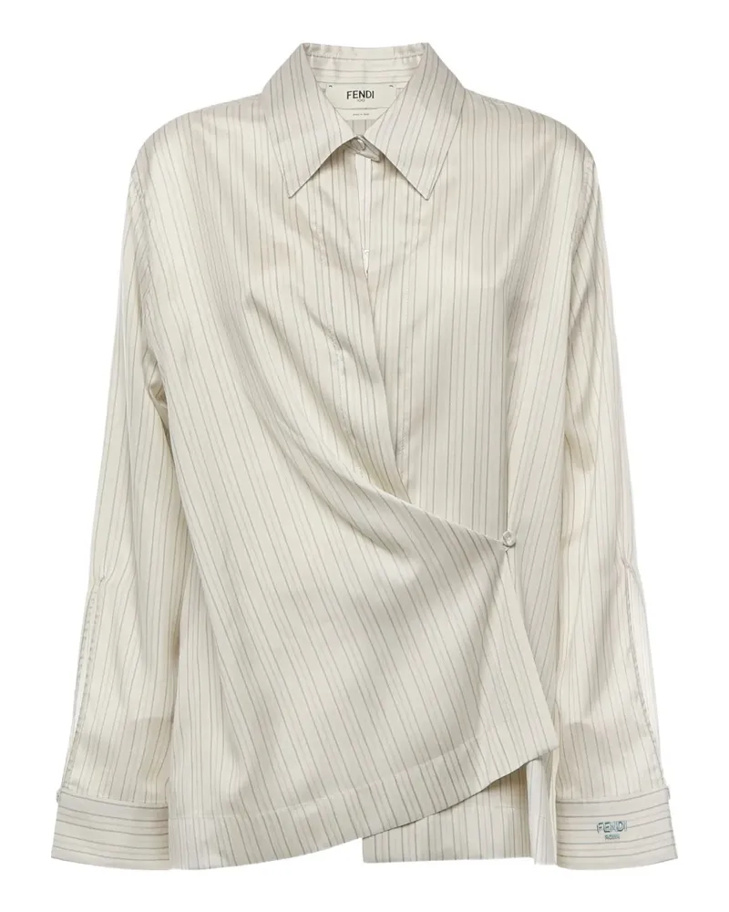Fendi Gestreiftes Hemd mit Drapierung - Nude Nude