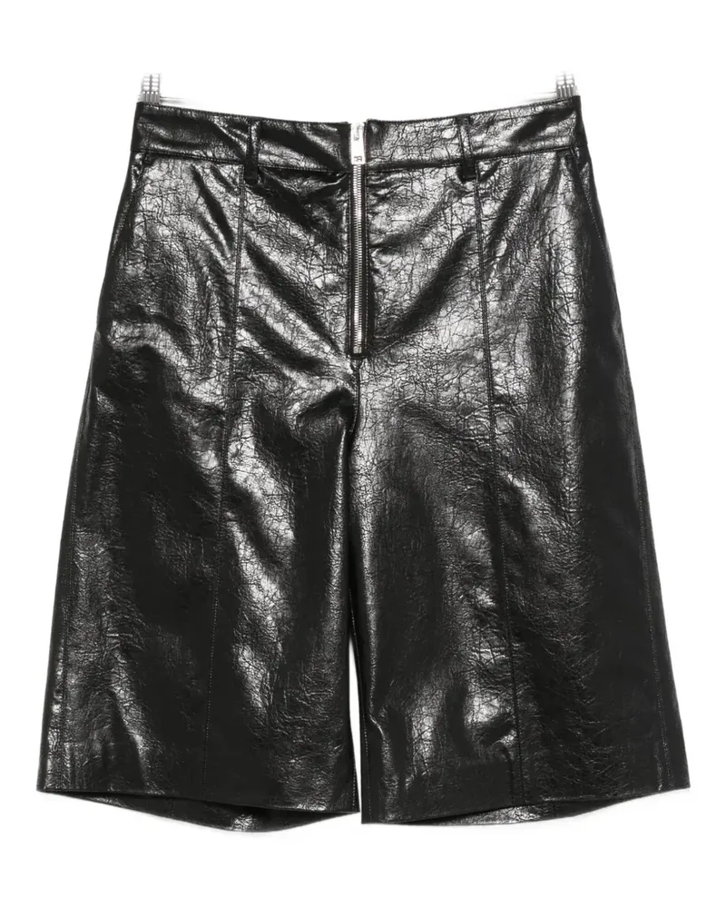 MSGM zip-detail leather shorts - Schwarz Schwarz