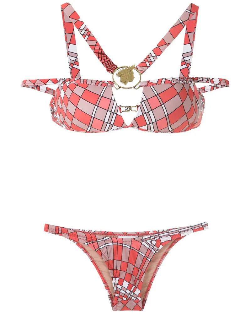 Amir Slama Bikini mit geometrischem Print - Rot Rot