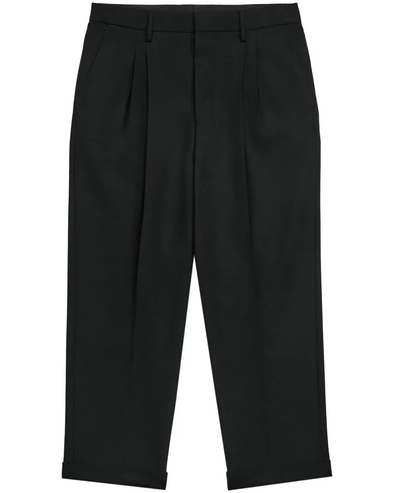 AMI Paris Cropped-Hose mit Kellerfalten - Schwarz Schwarz