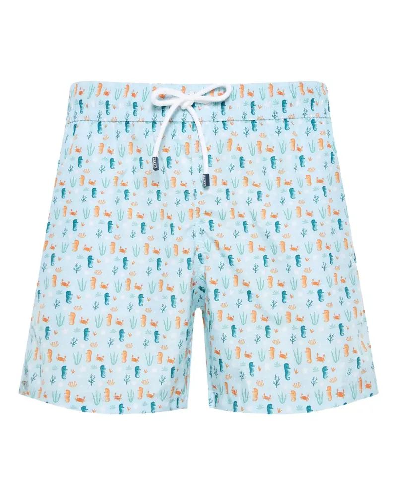 Fedeli seahorse-print drawstring swim shorts - Blau Blau