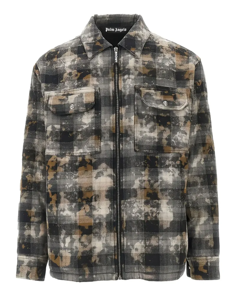 Palm Angels Karierte Hemdjacke mit Reißverschluss - Grau Grau