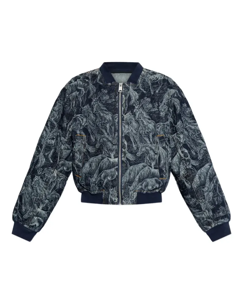 AllSaints Kaytra Bomberjacke mit Pferdeprint - Blau Blau
