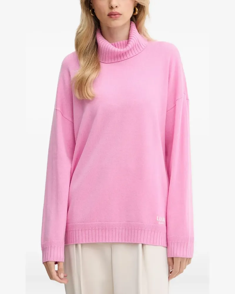 Liu Jo Rollkragenpullover mit Logo - Rosa Rosa