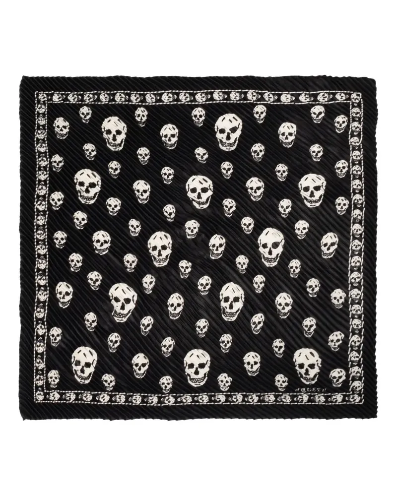 Alexander McQueen skull-print plissé scarf - Schwarz Schwarz
