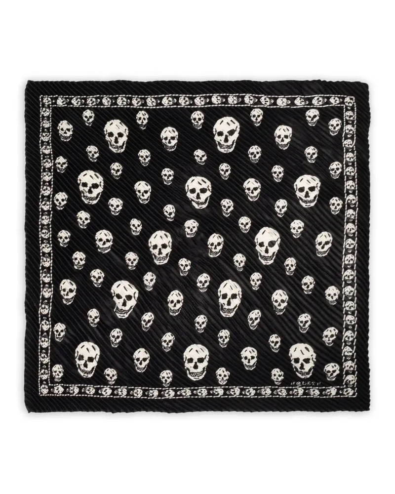 Alexander McQueen skull-print plissé scarf - Schwarz Schwarz