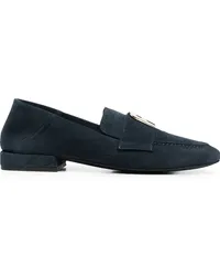 Furla Loafer aus Wildleder mit Logo-Schild Blau