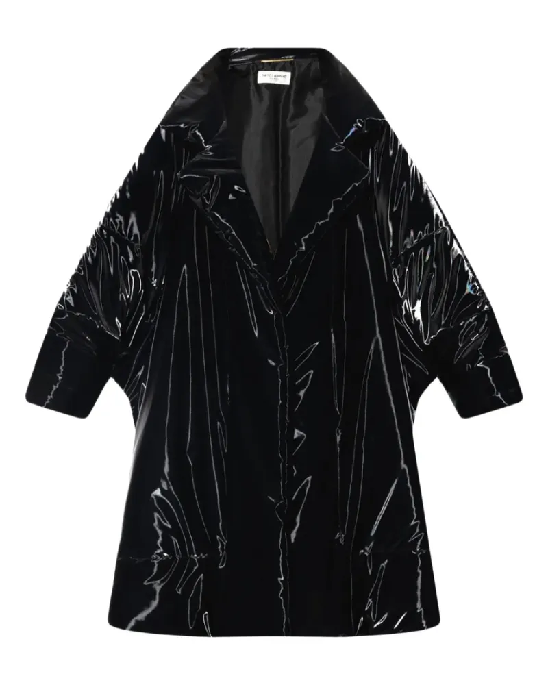 Saint Laurent Oversized-Mantel mit lackiertem Finish - Schwarz Schwarz