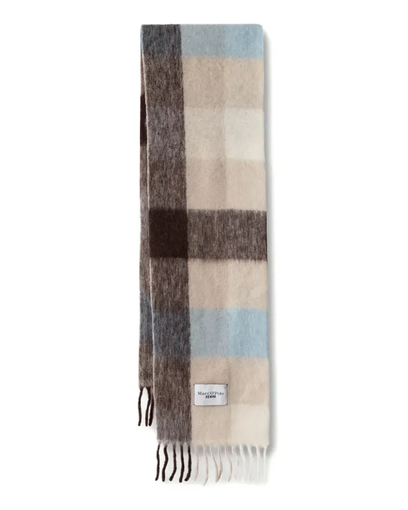 Marc O'Polo check-pattern fringed scarf - Blau Blau