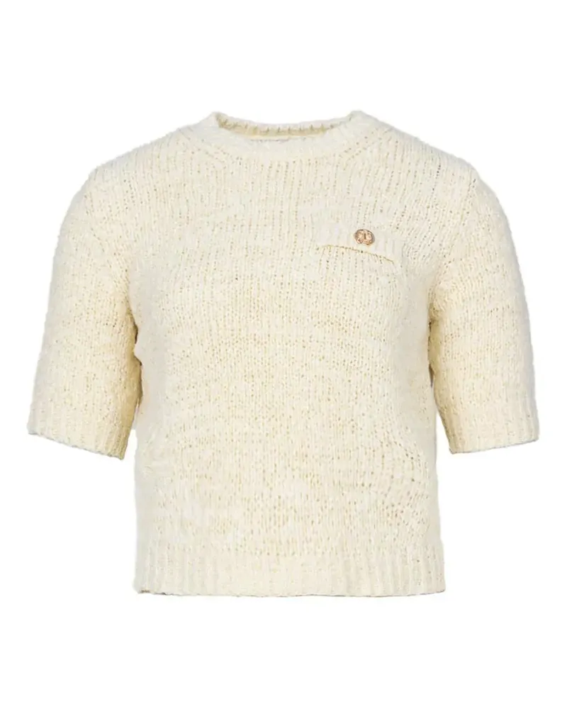 Twin-Set Top mit Logo-Schild - Weiß Weiß