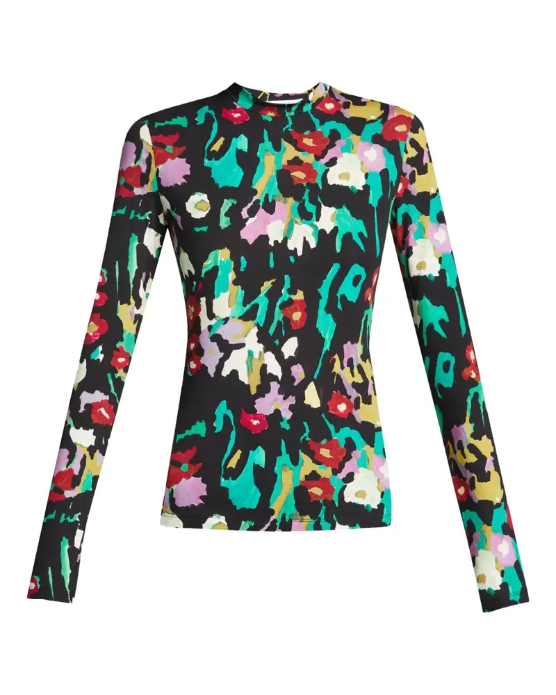 Proenza Schouler Rollkragenoberteil mit gemalten Blumen - Schwarz Schwarz