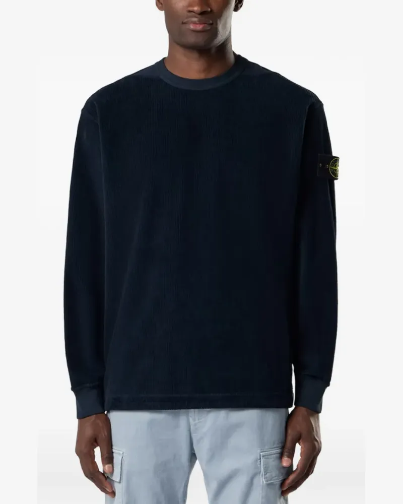 Stone Island 6100030 Comfort-Fit-Sweatshirt aus Jersey-Cord mit Rundhalsausschnitt und Schultereinsätzen - Blau Blau