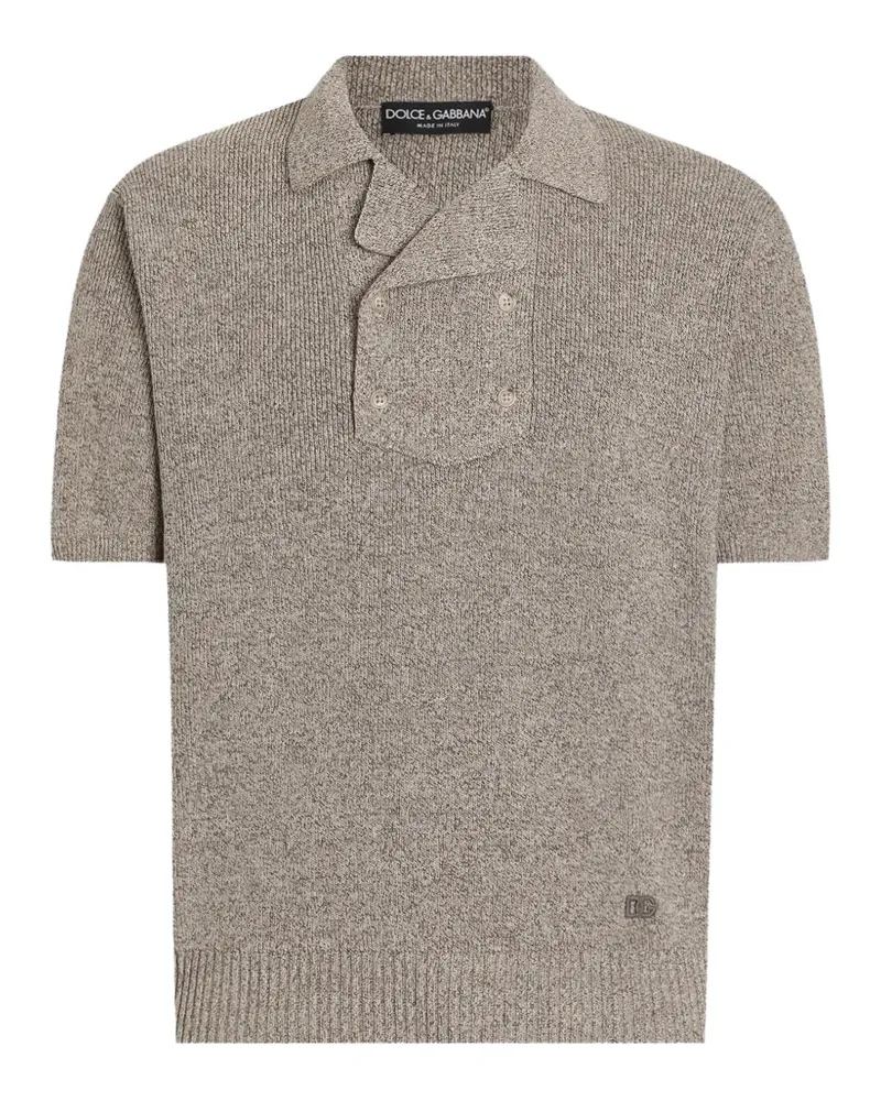 Dolce & Gabbana Polo-Shirt aus Baumwolle und Leinen - Nude Nude