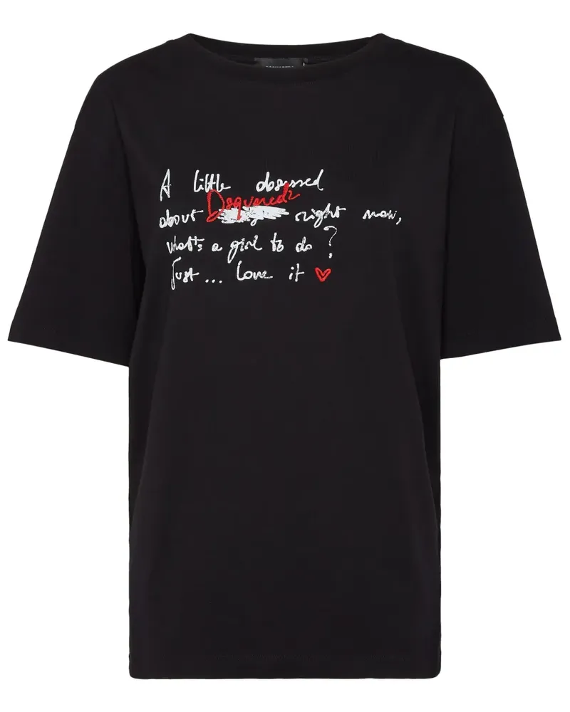 Dsquared2 T-Shirt mit Logo-Stickerei - Schwarz Schwarz