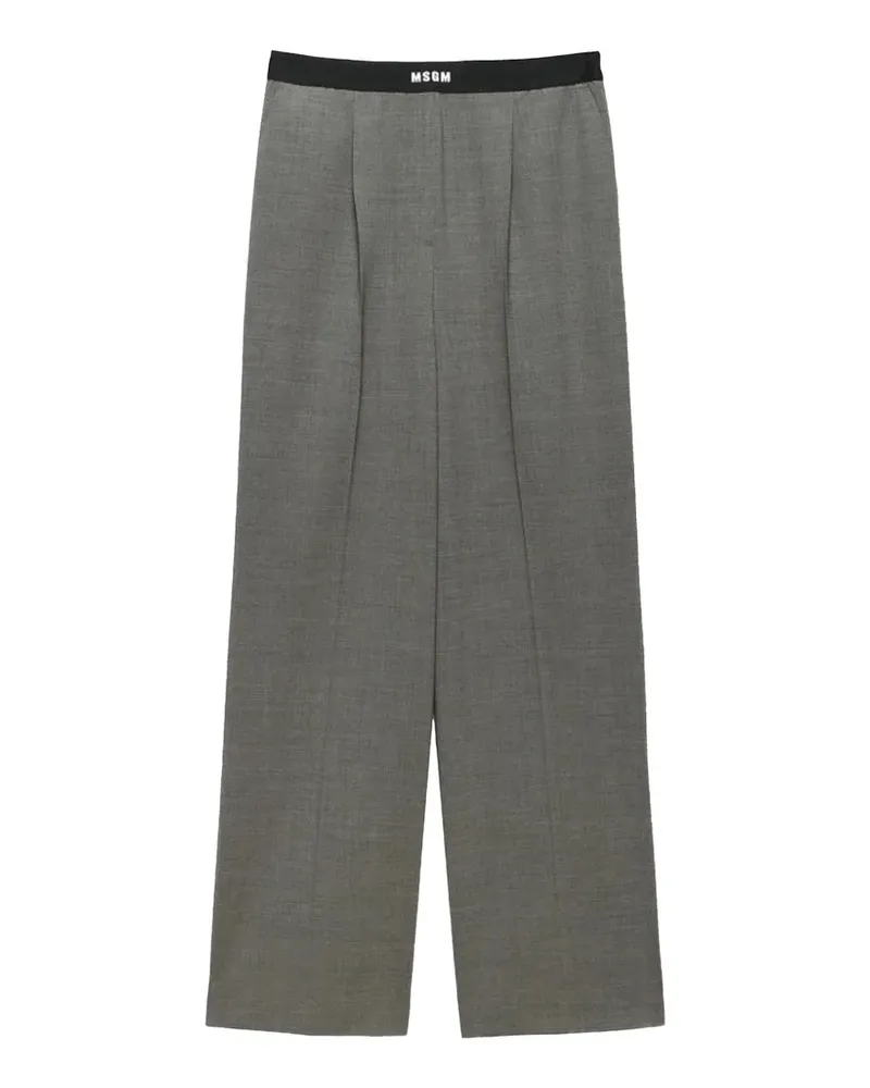 MSGM logo-waistband pleated trousers - Grau Grau