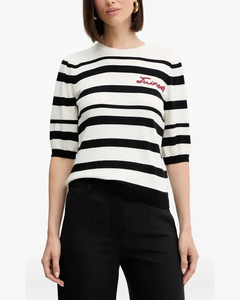 Twin-Set Gestreifter Pullover - Weiß Weiß