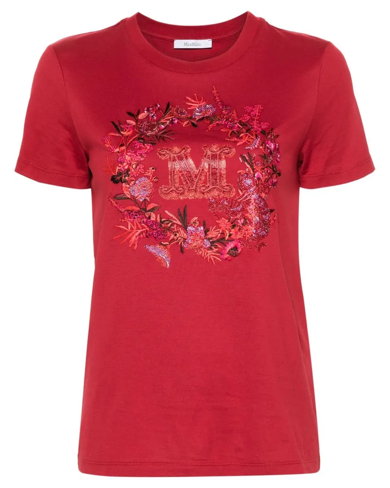 Max Mara T-Shirt mit Kristallverzierung - Rot Rot