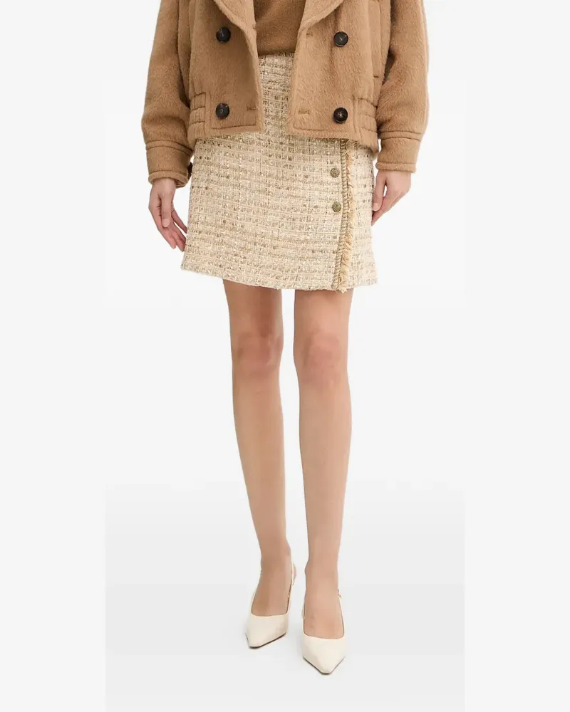 Luisa Spagnoli Freccia button fringed-trim mini skirt - Nude Nude