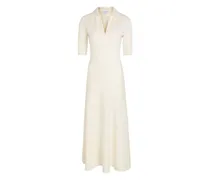 Midikleid mit V-Ausschnitt - Nude