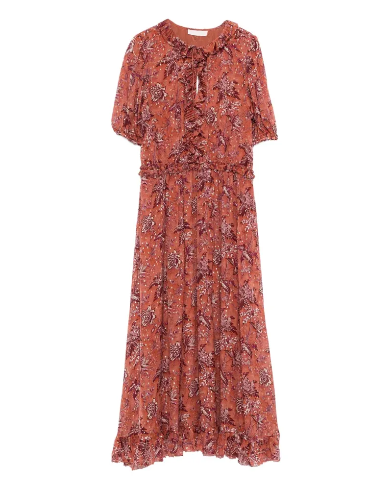 Ulla Johnson Rosamunde ruffled floral-pattern midi dress - Braun Braun