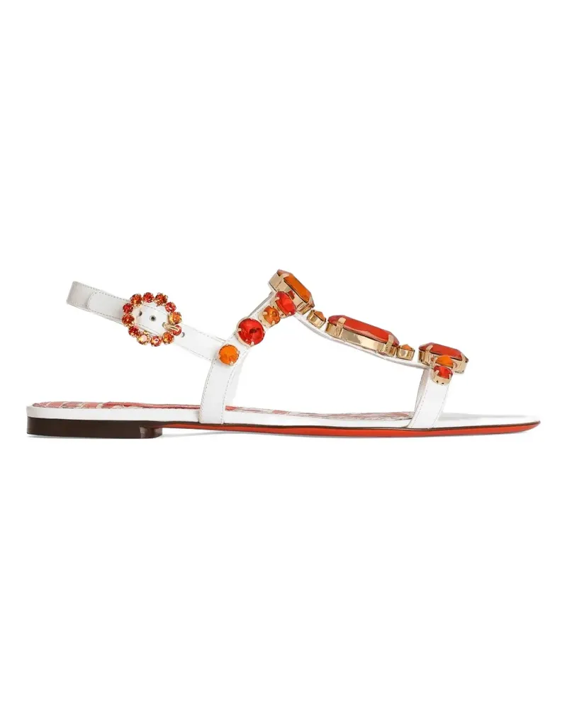 Dolce & Gabbana Flip-Flops mit Juwelenstickerei - Weiß Weiß