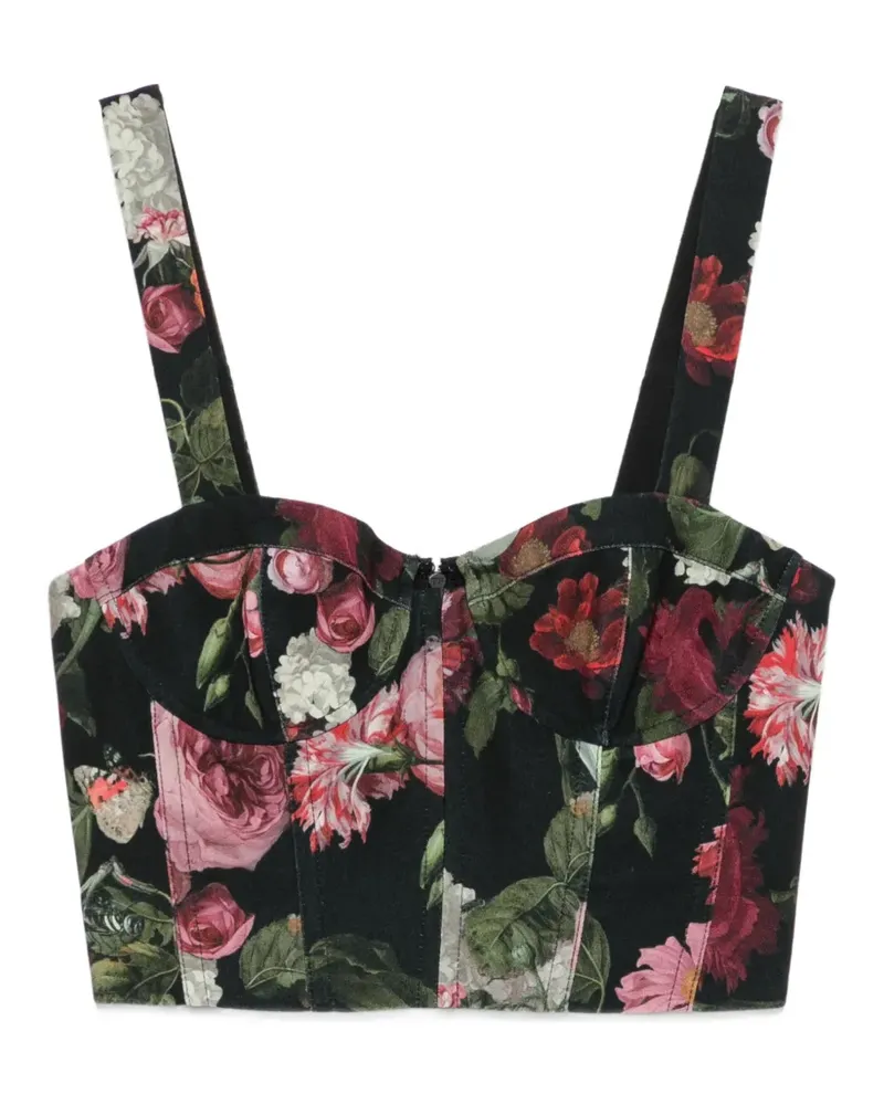 Alice + Olivia Jeanna floral-print cropped top - Schwarz Schwarz