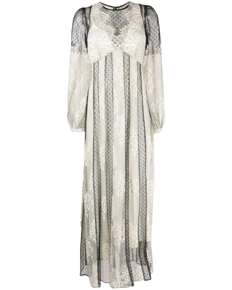 Twin-Set Maxikleid aus Blumenspitze - Schwarz Schwarz