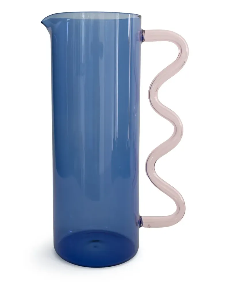 Sophie Lou Jacobsen Glaskrug mit Wellenhenkel - Blau Blau