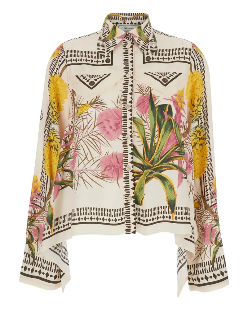 Blumarine floral print collared shirt - Nude Nude