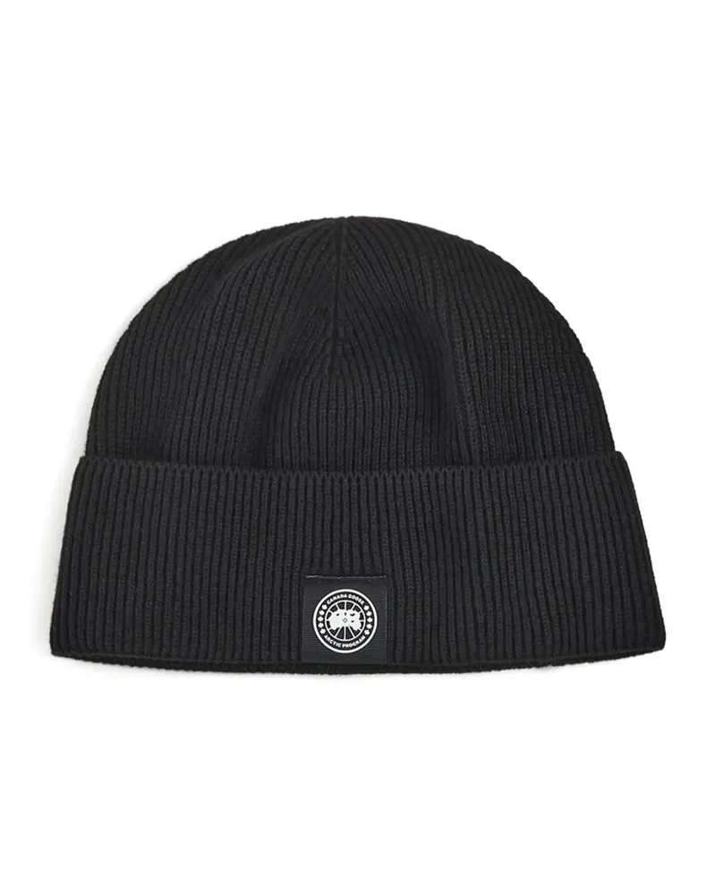 Canada Goose Gerippte Beanie mit Logo-Patch - Schwarz Schwarz