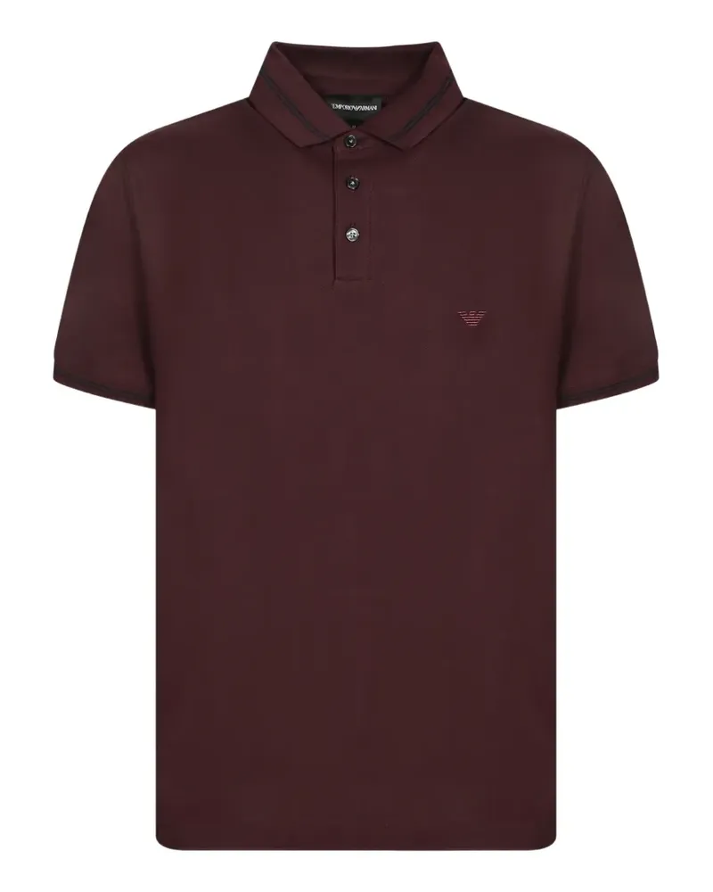Emporio Armani Piqué-Poloshirt mit Logo-Stickerei - Rot Rot